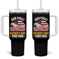 Our First Fathers Day Together Tumbler With Handle Patriotic New Dad Gift