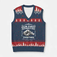 Proud New Dad V-Neck Knit Sweater Vest Our First Fathers Day Together Gift