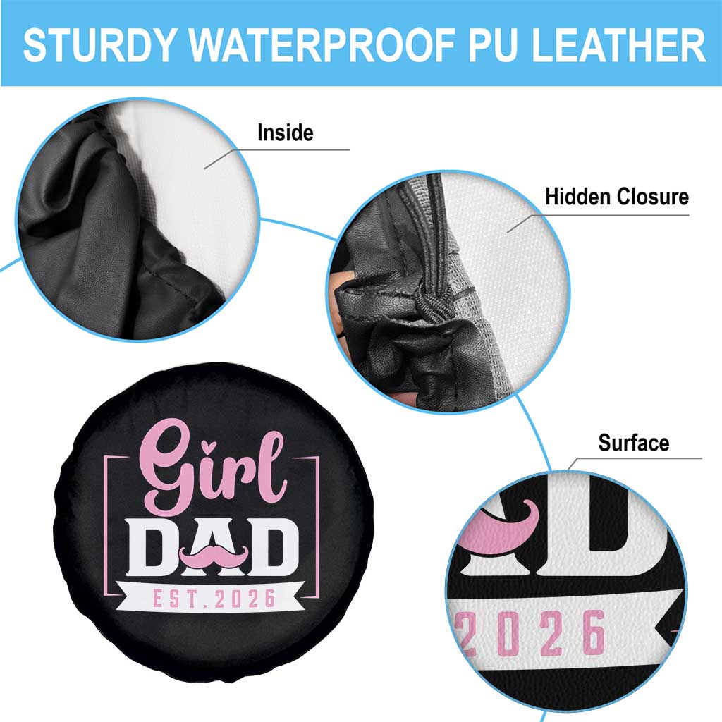 Girl Dad Est 2026 Spare Tire Cover Proud New Dad Gift