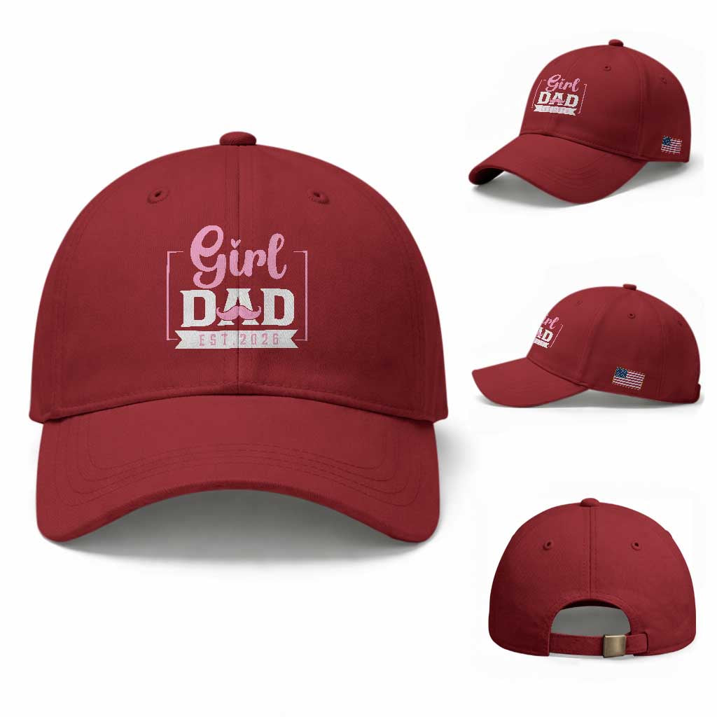 Girl Dad Est 2026 Baseball Cap Proud New Dad Gift
