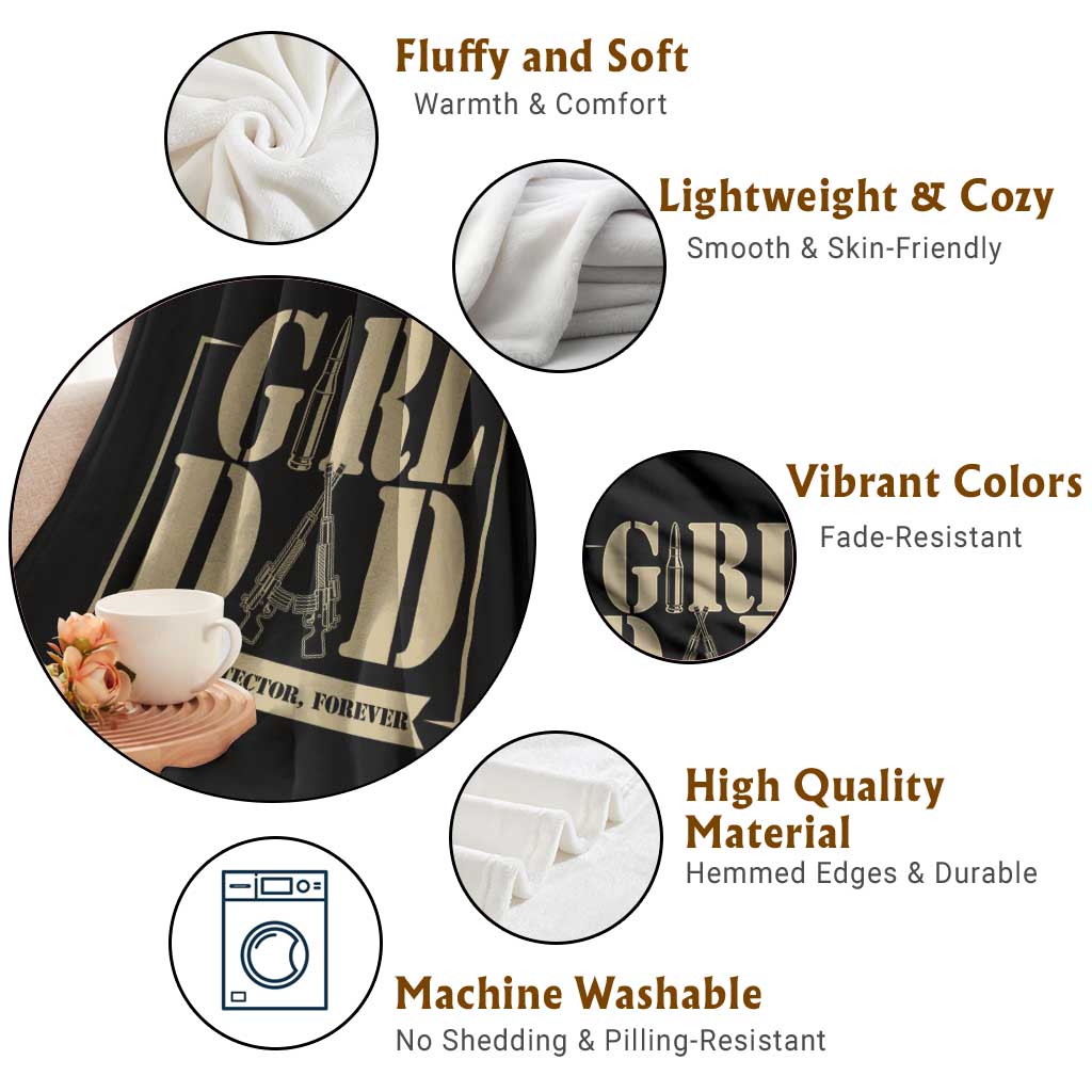 Girl Dad Her Protector Forever Throw Blanket New Dad Fathers Day Gift
