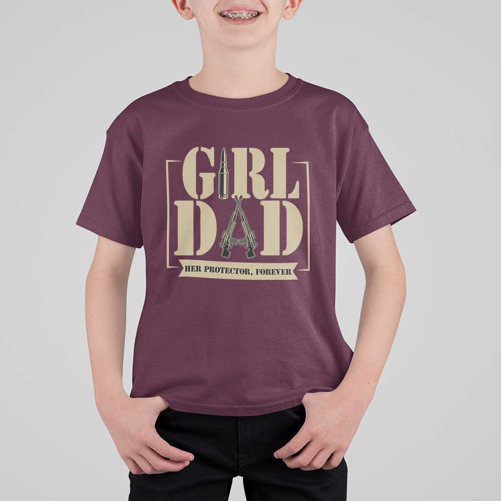 Girl Dad Her Protector Forever T Shirt For Kid New Dad Fathers Day Gift