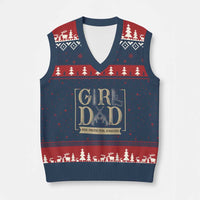 Girl Dad Her Protector Forever V-Neck Knit Sweater Vest Proud Father Of A Daughter