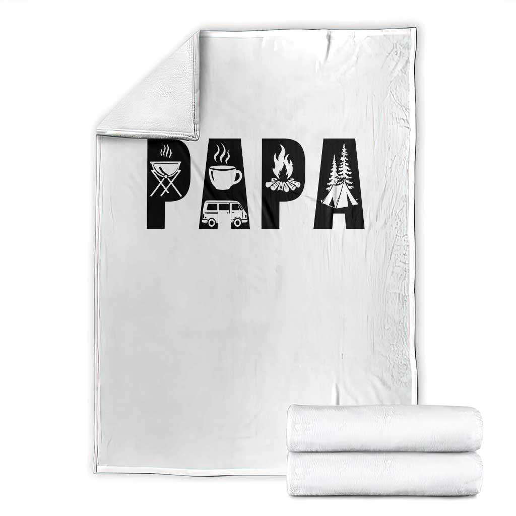 Camping Papa Throw Blanket Camper Dad Fathers Day Gift