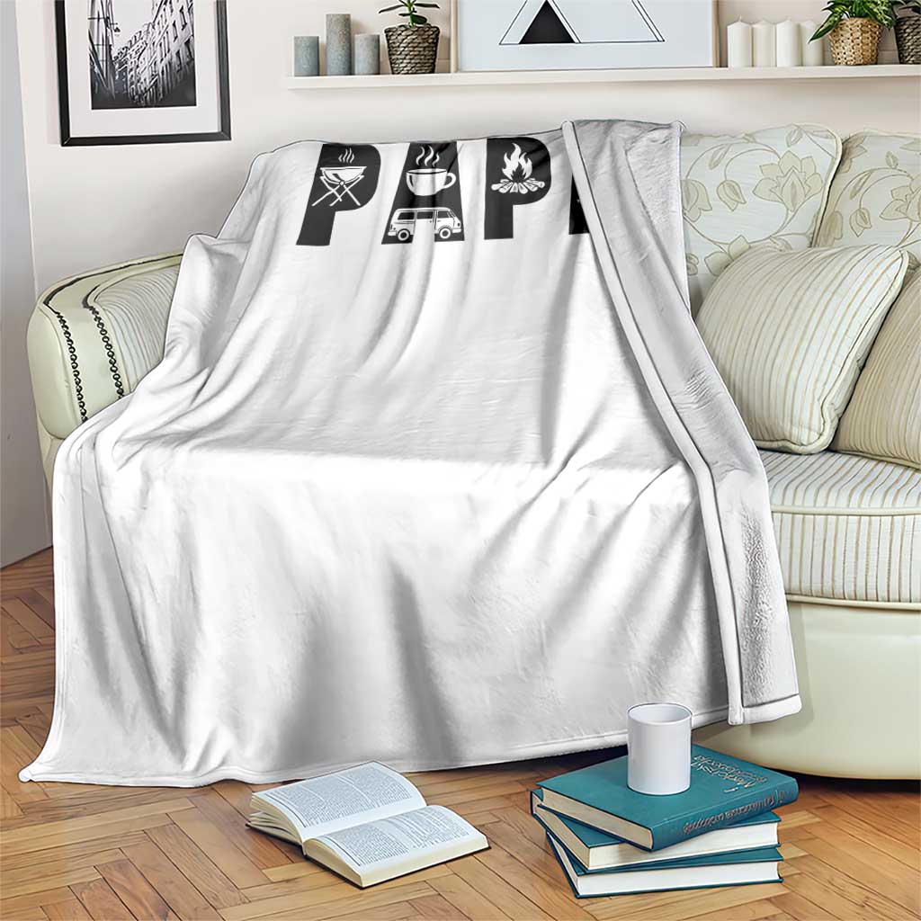 Camping Papa Throw Blanket Camper Dad Fathers Day Gift