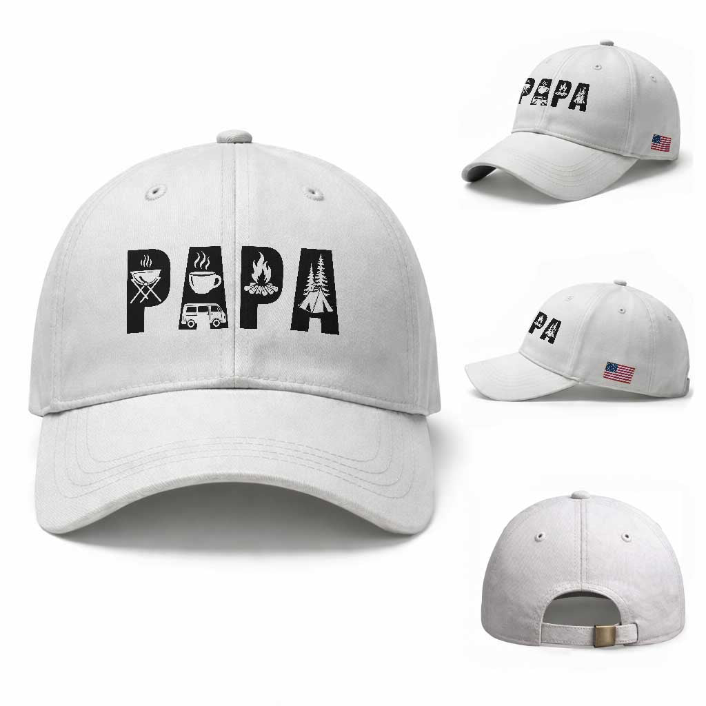 Camping Papa Baseball Cap Camper Dad Fathers Day Gift