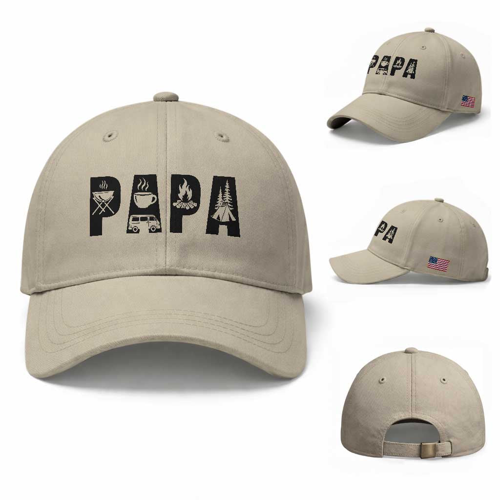 Camping Papa Baseball Cap Camper Dad Fathers Day Gift