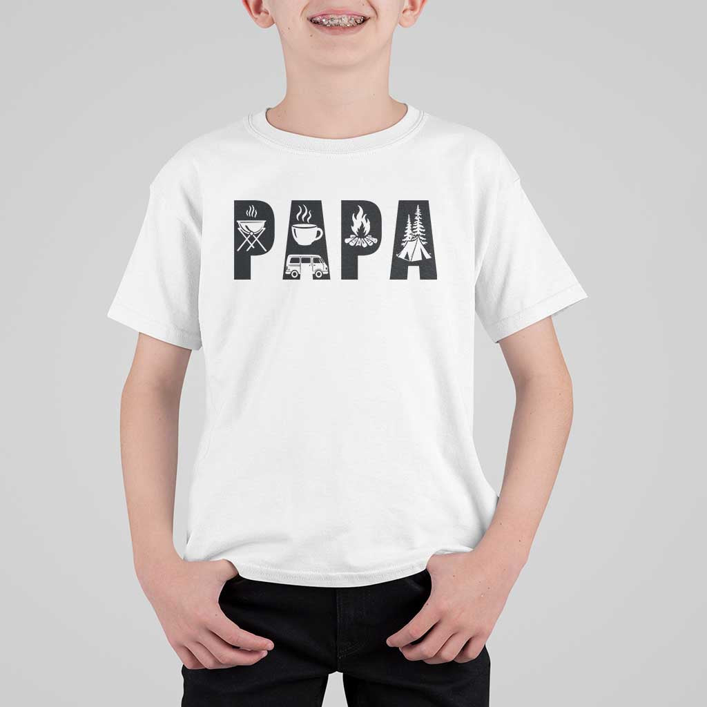 Camping Papa T Shirt For Kid Camper Dad Fathers Day Gift