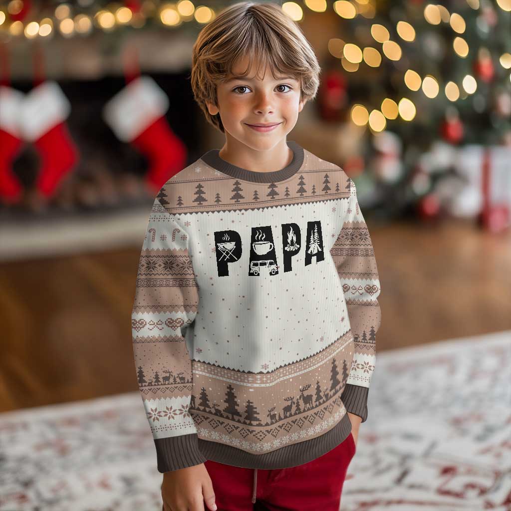 Camping Papa Ugly Christmas Sweater Camper Dad Fathers Day Gift