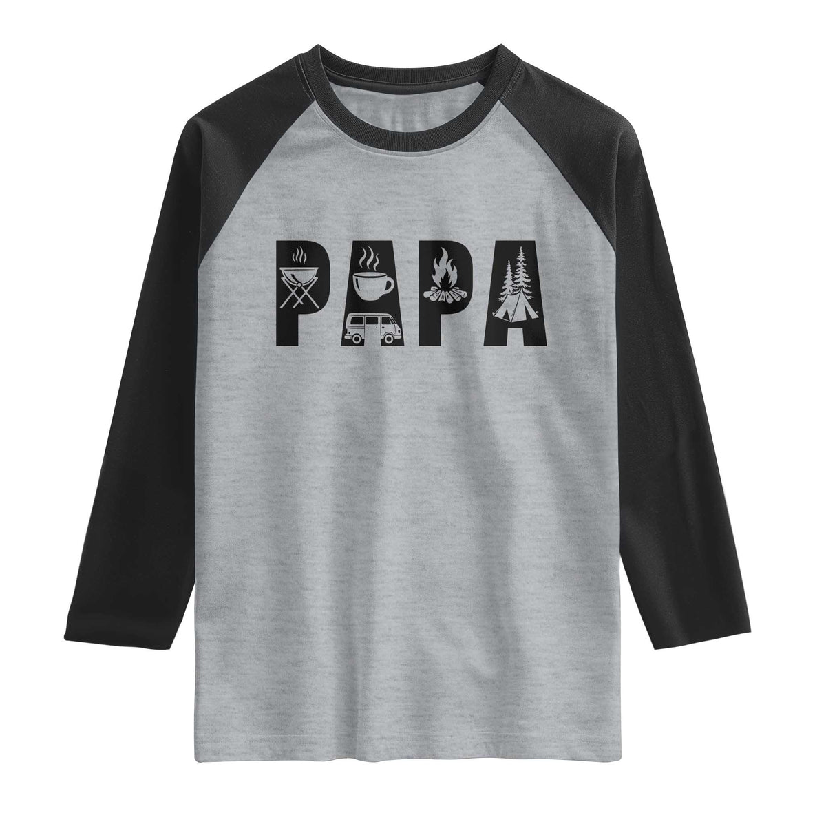 Camping Papa Raglan Shirt Camper Dad Fathers Day Gift
