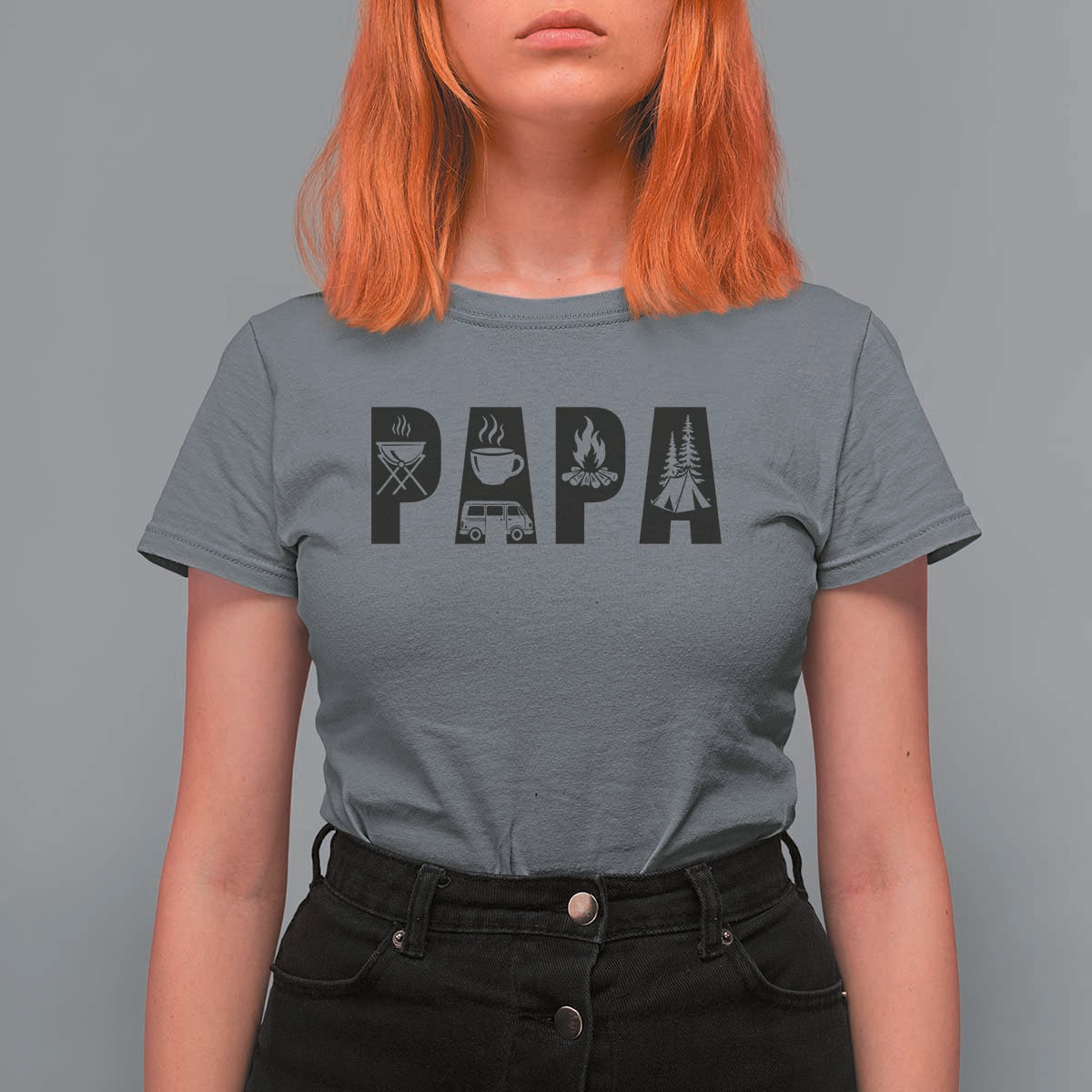 Camping Papa T Shirt For Women Camper Dad Fathers Day Gift