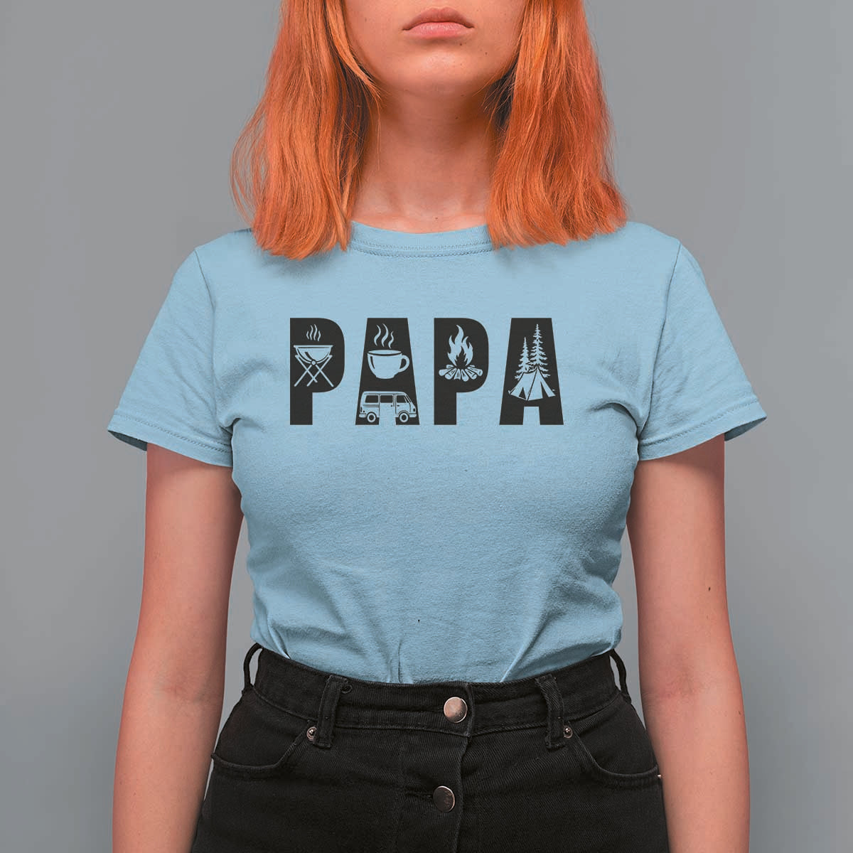 Camping Papa T Shirt For Women Camper Dad Fathers Day Gift