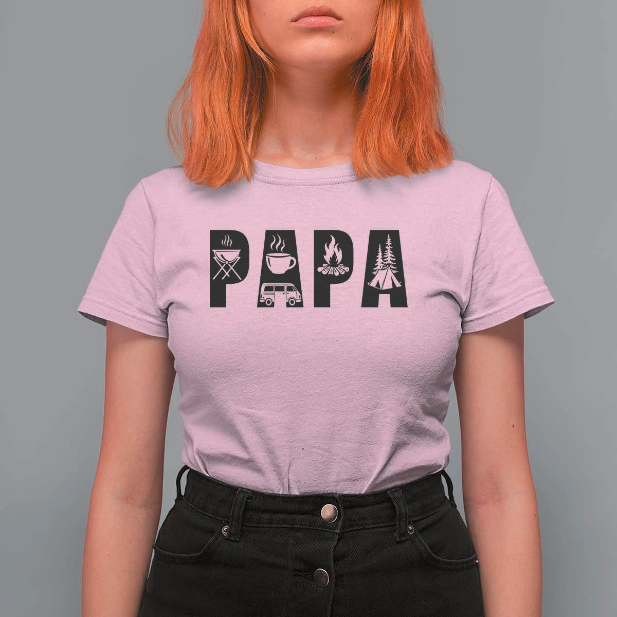 Camping Papa T Shirt For Women Camper Dad Fathers Day Gift