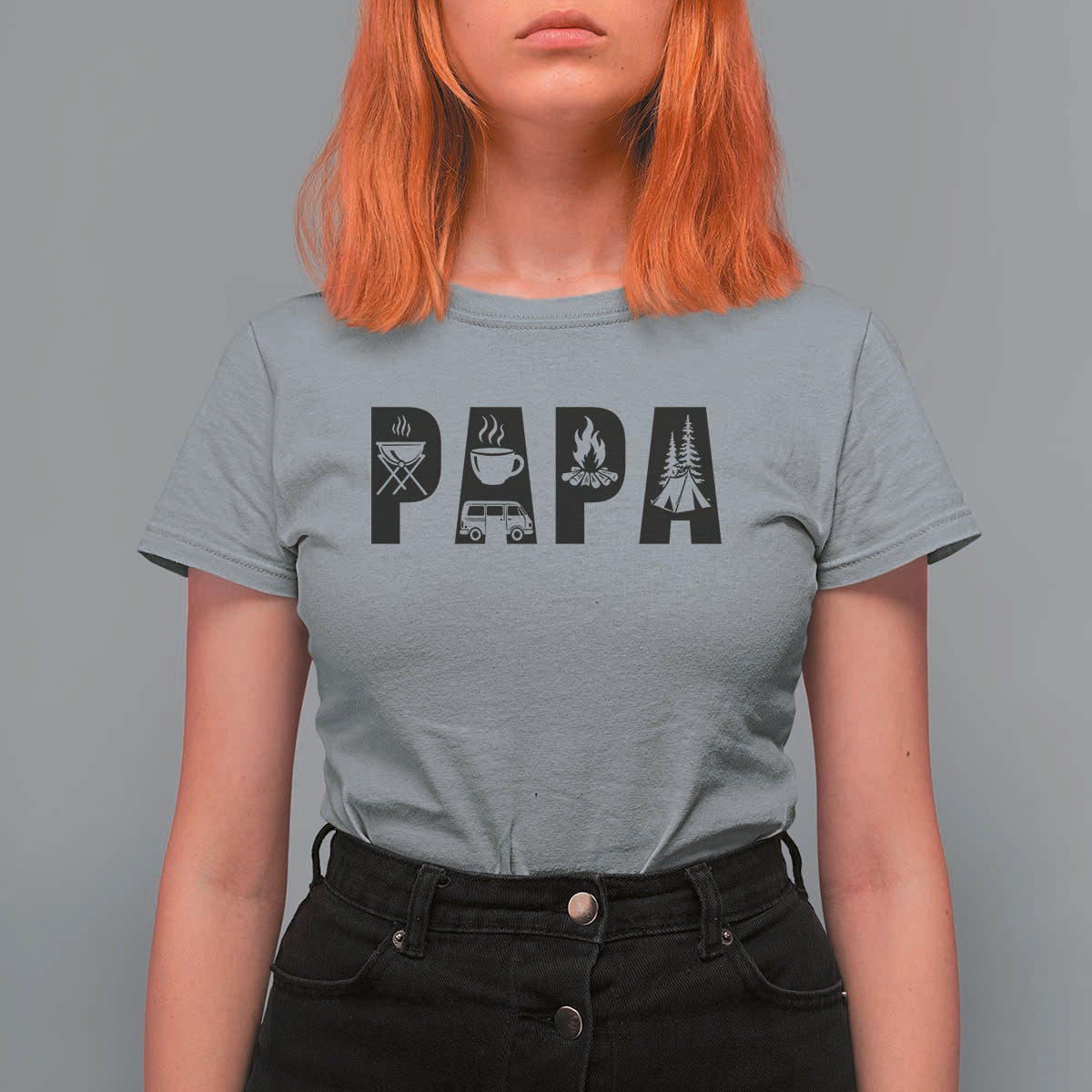 Camping Papa T Shirt For Women Camper Dad Fathers Day Gift