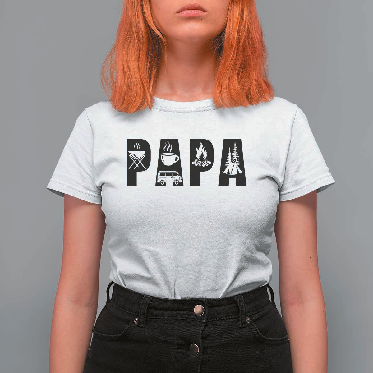Camping Papa T Shirt For Women Camper Dad Fathers Day Gift