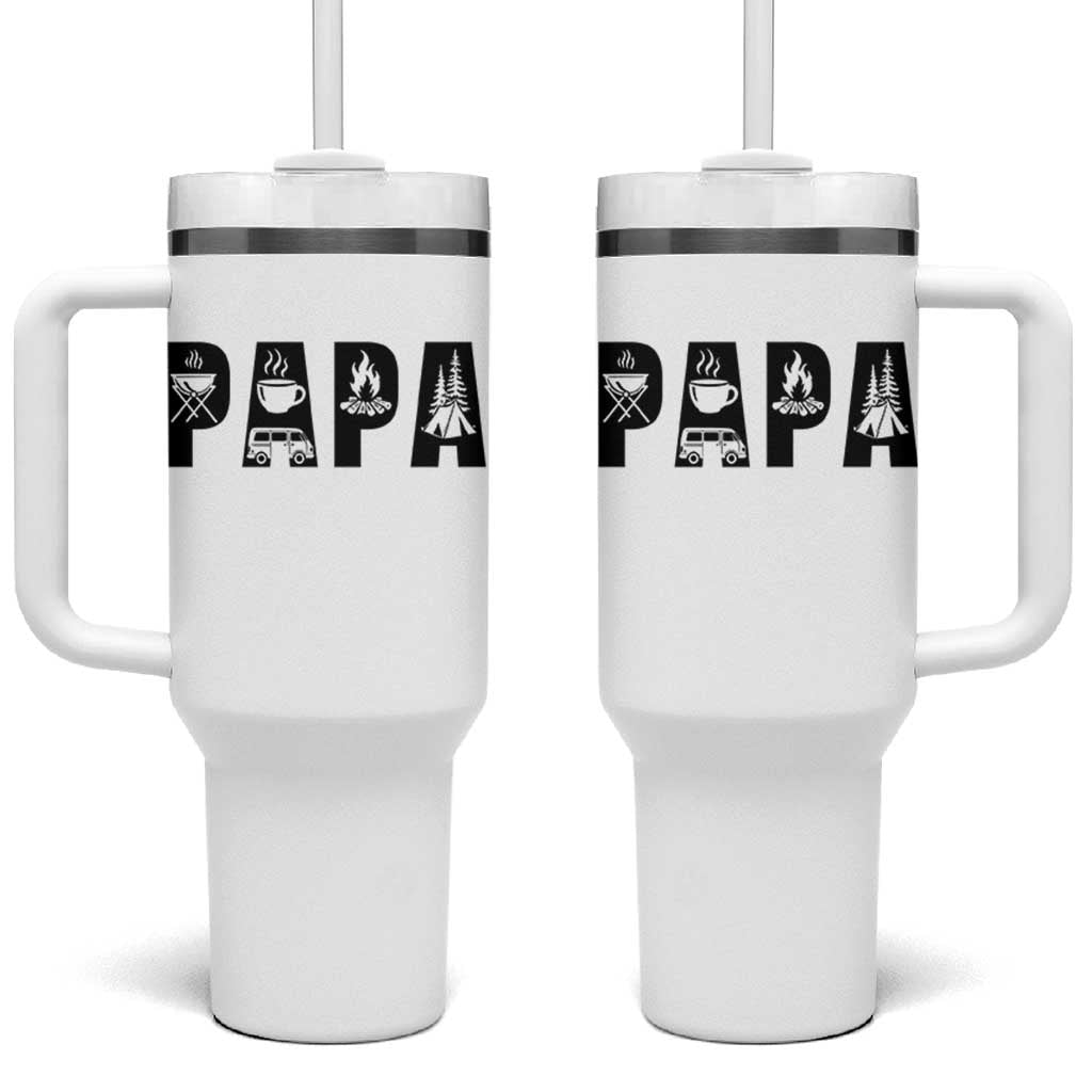 Camping Papa Tumbler With Handle Camper Dad Fathers Day Gift