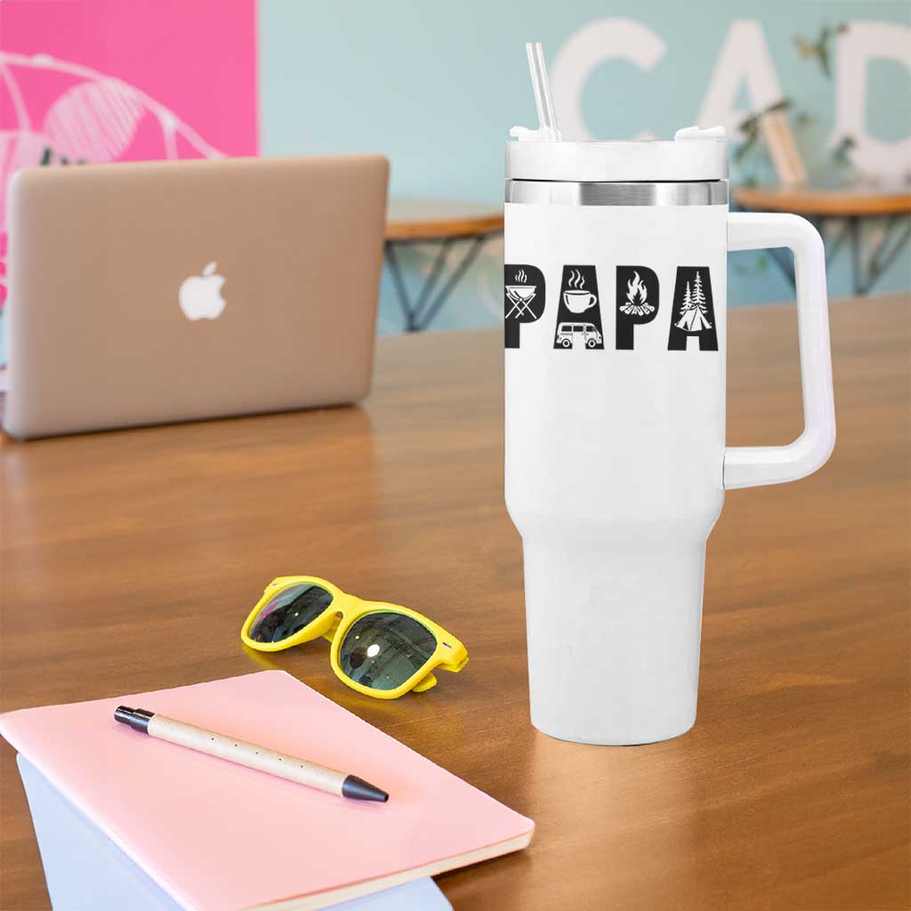 Camping Papa Tumbler With Handle Camper Dad Fathers Day Gift