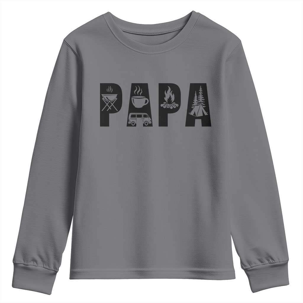 Camping Papa Youth Sweatshirt Camper Dad Fathers Day Gift