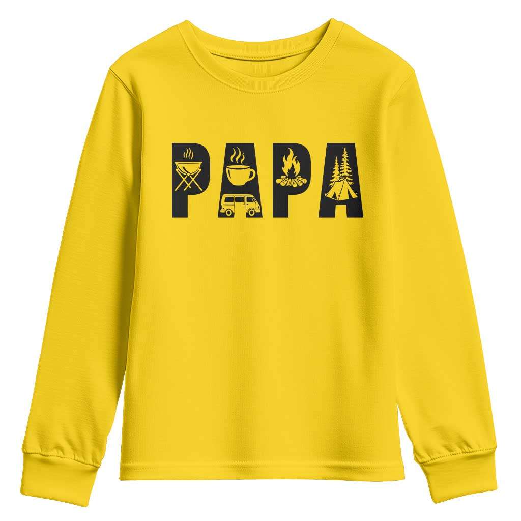 Camping Papa Youth Sweatshirt Camper Dad Fathers Day Gift