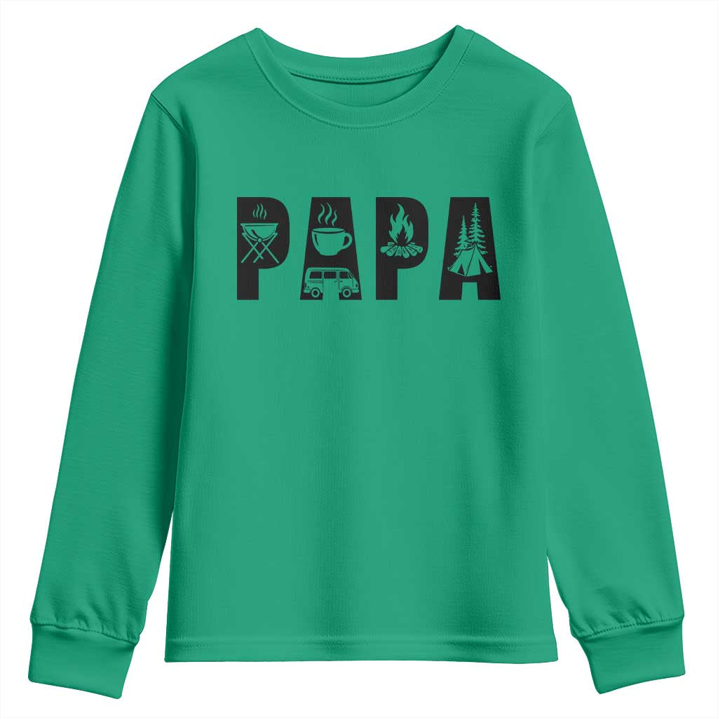 Camping Papa Youth Sweatshirt Camper Dad Fathers Day Gift