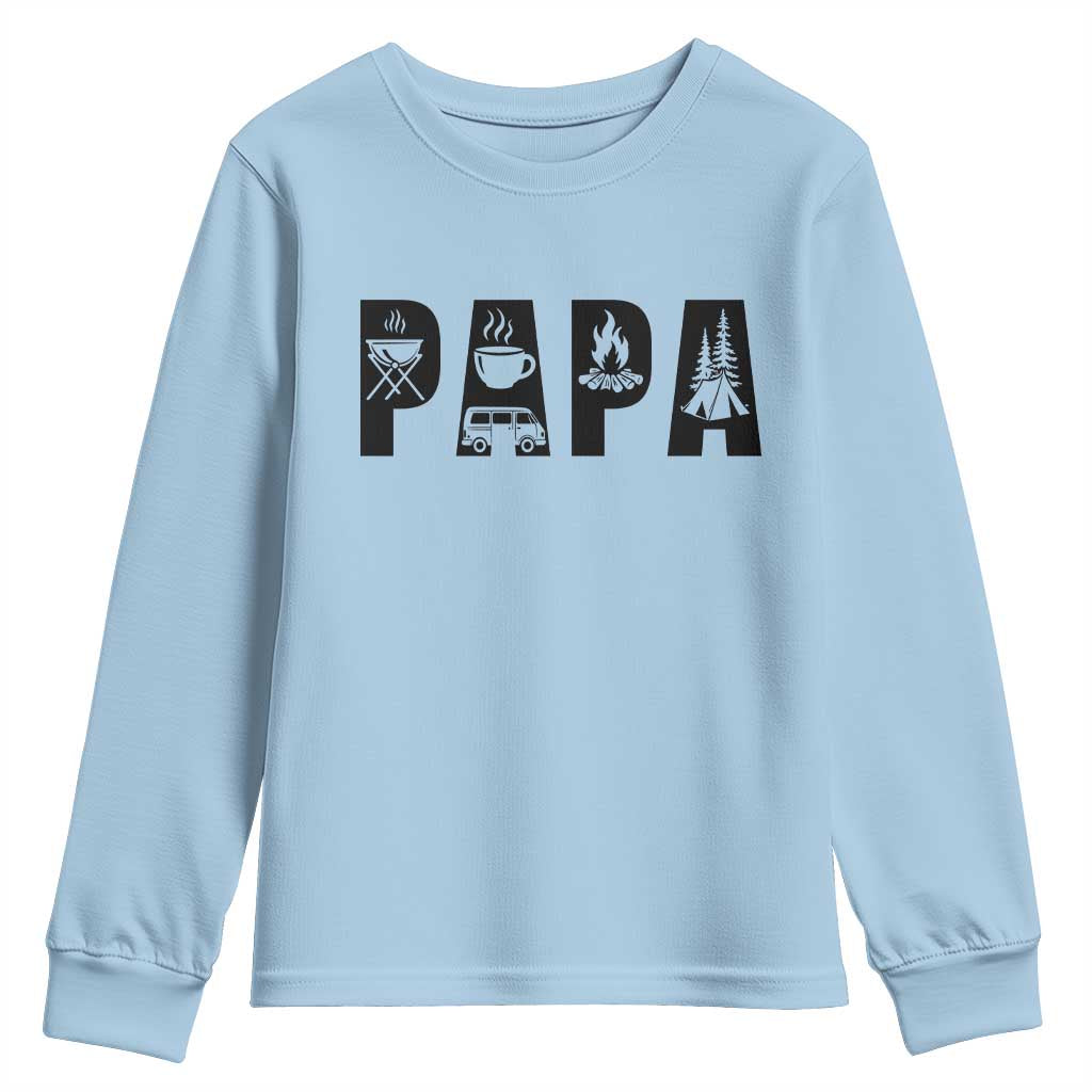 Camping Papa Youth Sweatshirt Camper Dad Fathers Day Gift