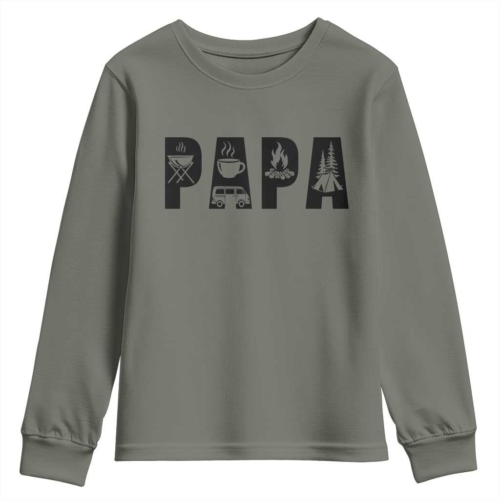 Camping Papa Youth Sweatshirt Camper Dad Fathers Day Gift