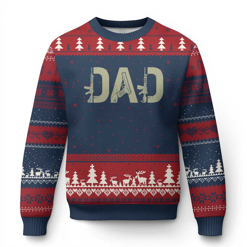Gun Lover Dad Ugly Christmas Sweater Funny Hunter Dad Fathers Day Gift