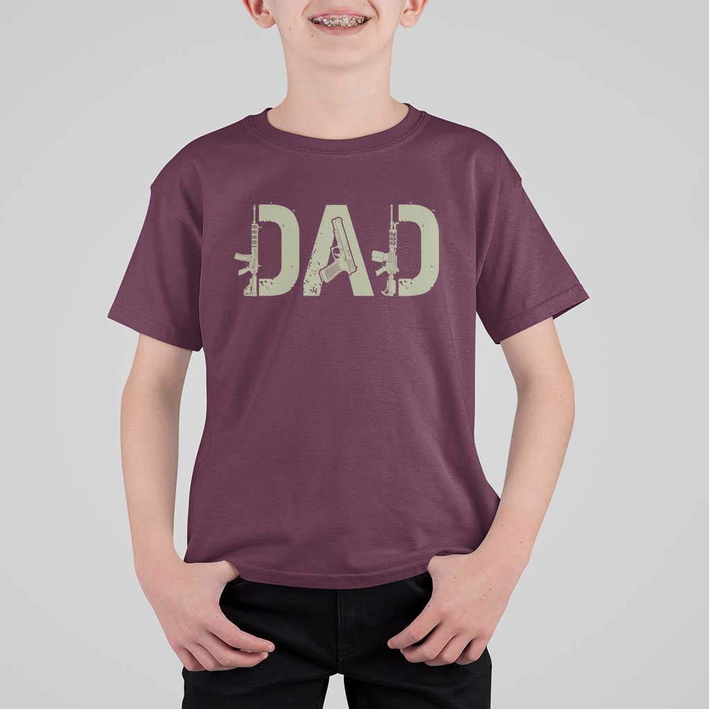 Gun Lover Dad T Shirt For Kid Funny Hunter Dad Fathers Day Gift
