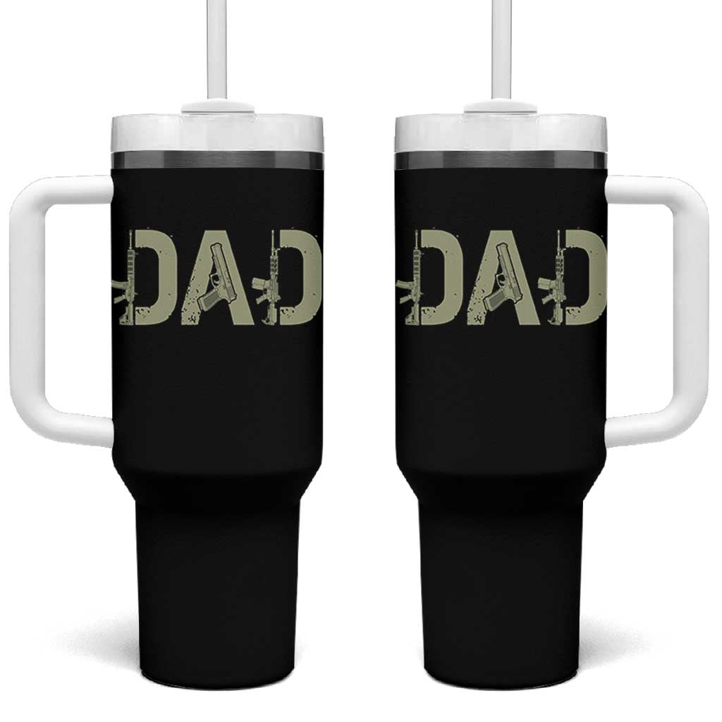 Gun Lover Dad Tumbler With Handle Funny Hunter Dad Fathers Day Gift