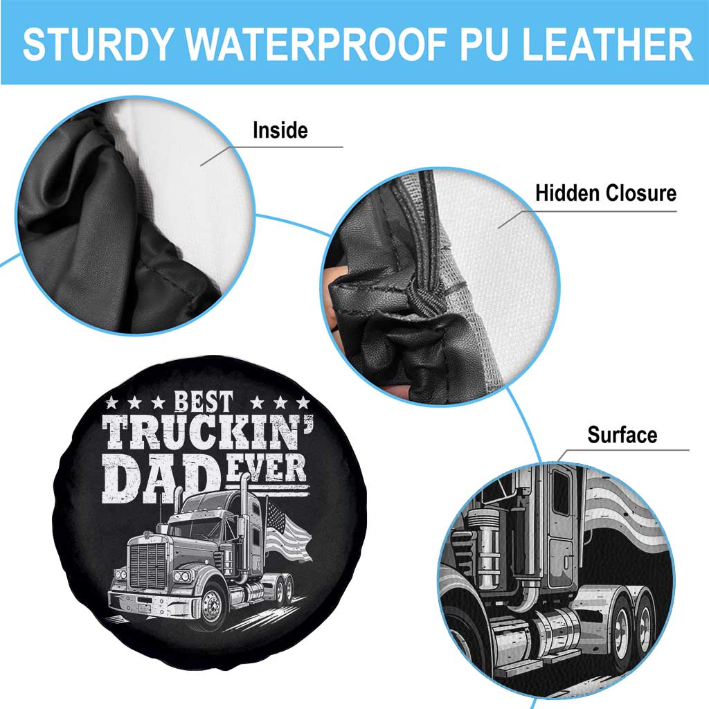 Best Truckin Dad Ever Spare Tire Cover Trucker Papa Fathers Day Gift