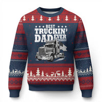 Best Truckin Dad Ever Ugly Christmas Sweater Trucker Papa Fathers Day Gift