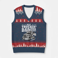 Best Truckin Dad Ever V-Neck Knit Sweater Vest Trucker Papa Fathers Day Gift