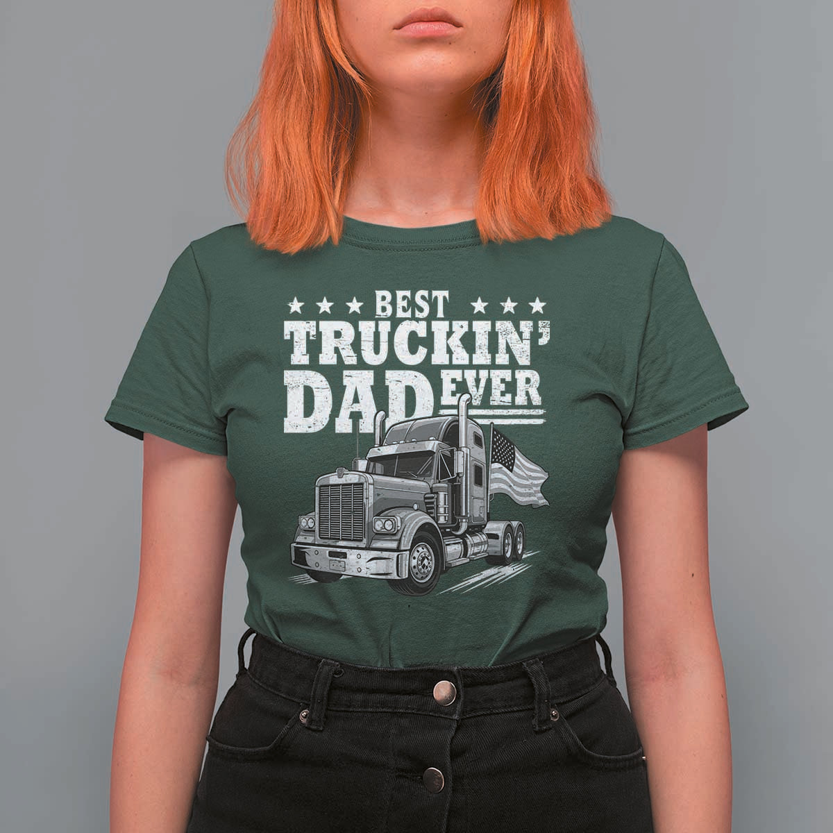 Best Truckin Dad Ever T Shirt For Women Trucker Papa Fathers Day Gift