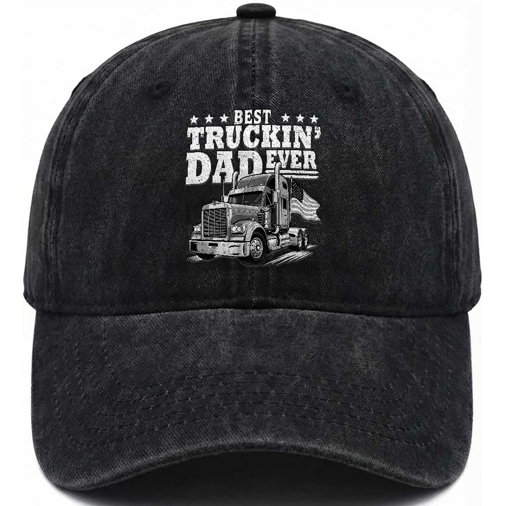 Best Truckin Dad Ever Washed Cotton Baseball Cap Trucker Papa Fathers Day Gift