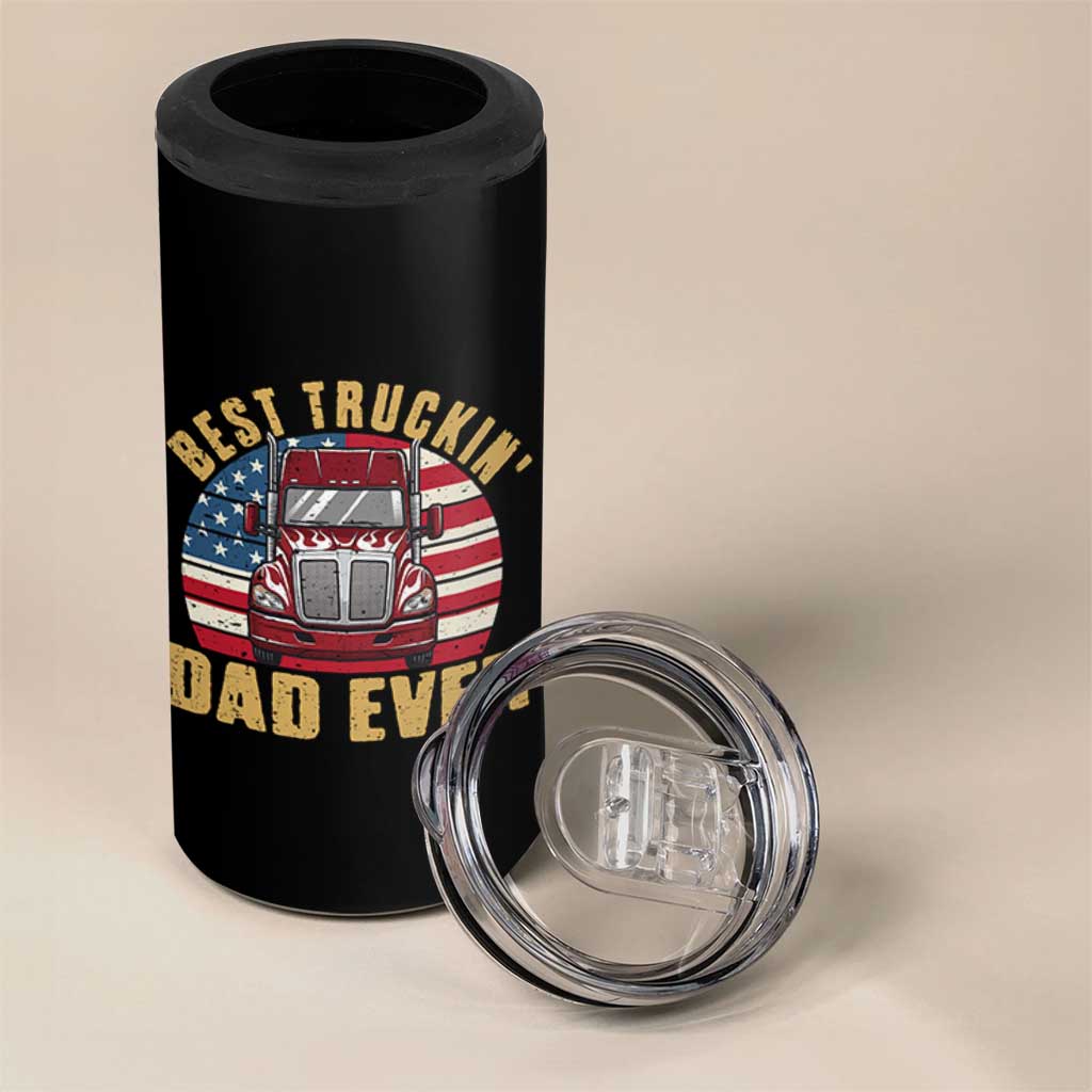 Best Truckin Dad Ever 4 in 1 Can Cooler Tumbler Funny Driver Fathers Day Gift