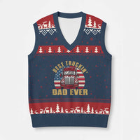 Best Truckin Dad Ever V-Neck Knit Sweater Vest Funny Driver Fathers Day Gift