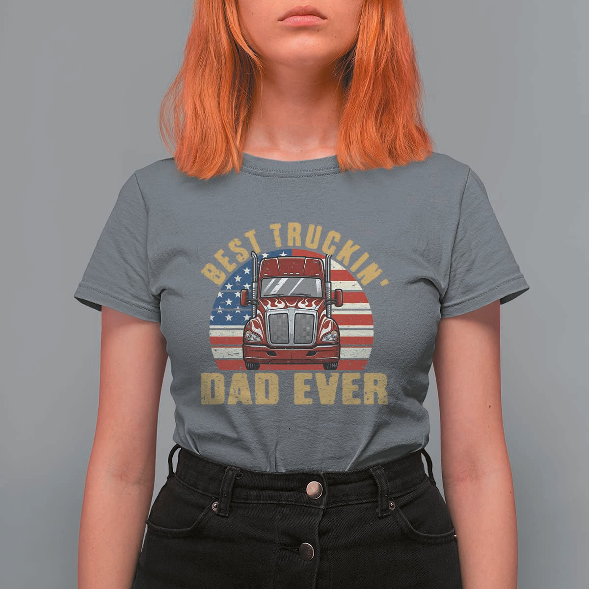 Best Truckin Dad Ever T Shirt For Women Funny Driver Fathers Day Gift
