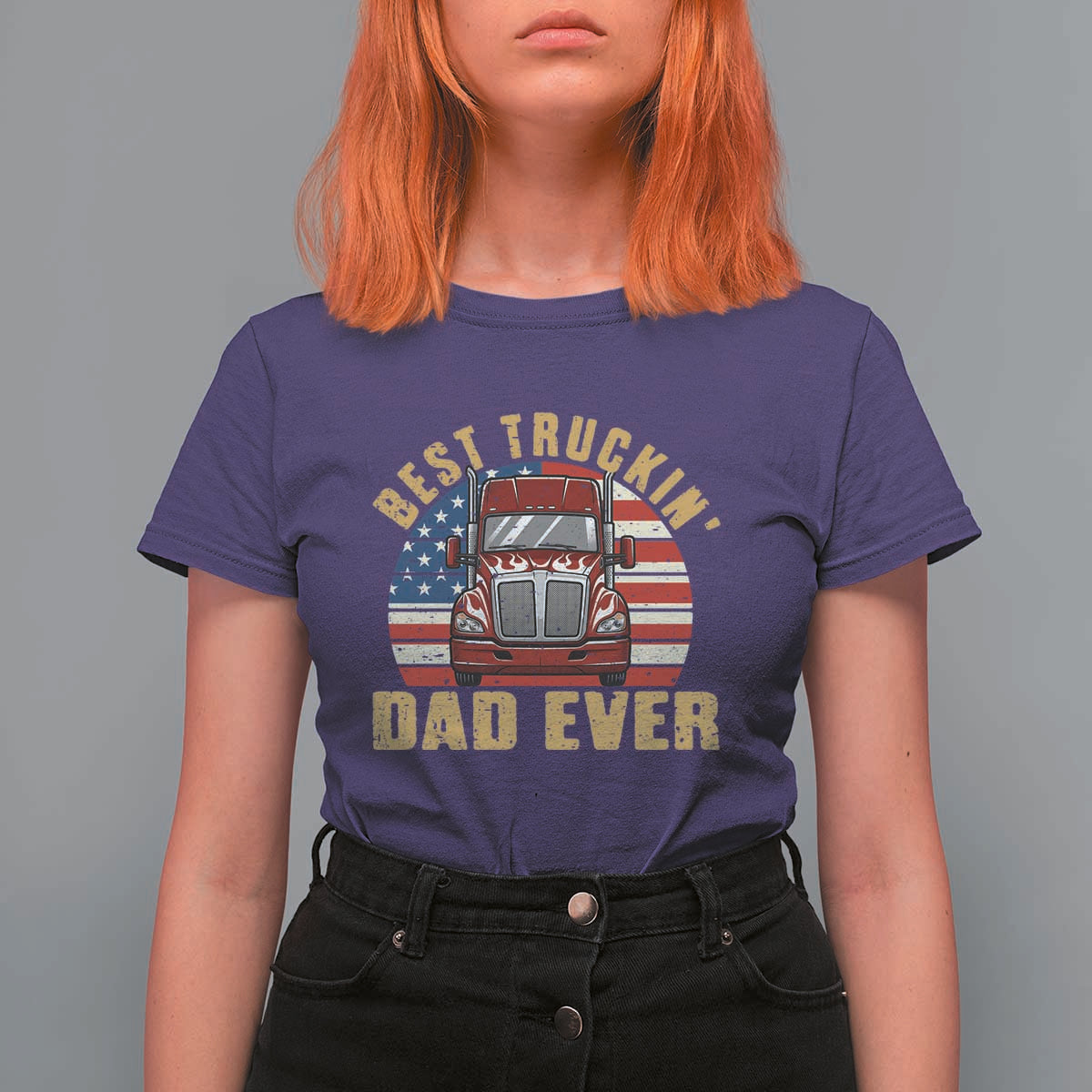 Best Truckin Dad Ever T Shirt For Women Funny Driver Fathers Day Gift