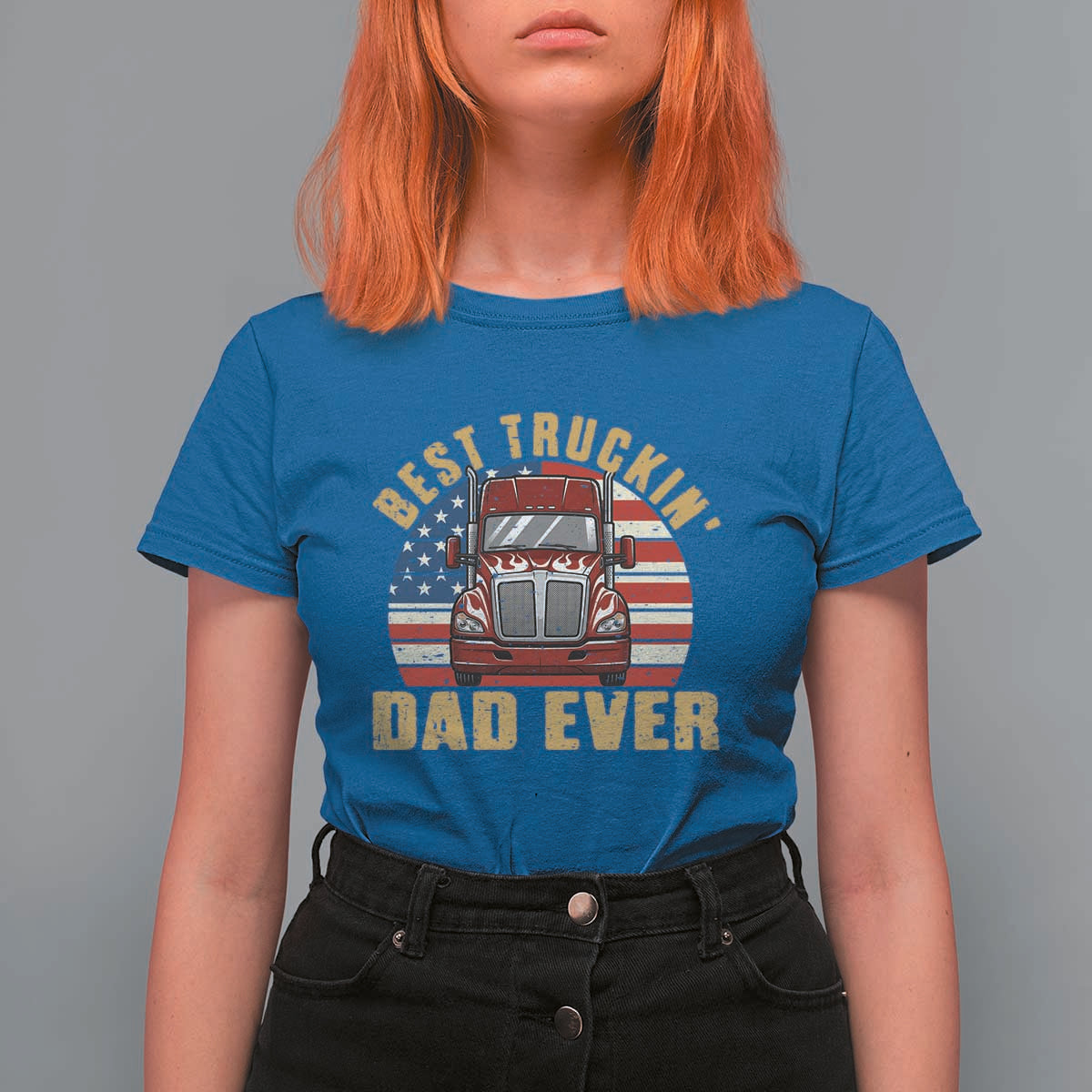 Best Truckin Dad Ever T Shirt For Women Funny Driver Fathers Day Gift