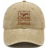 Cigar Lovers Washed Cotton Baseball Cap Thats What I Do I Smoke Cigars And I Know Things