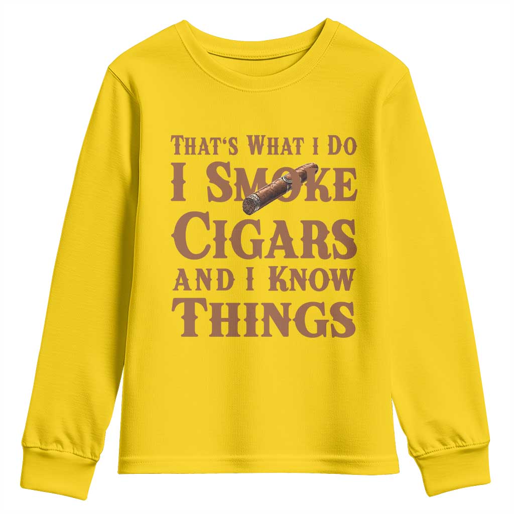 Cigar Lovers Youth Sweatshirt Thats What I Do I Smoke Cigars And I Know Things - Wonder Print Shop