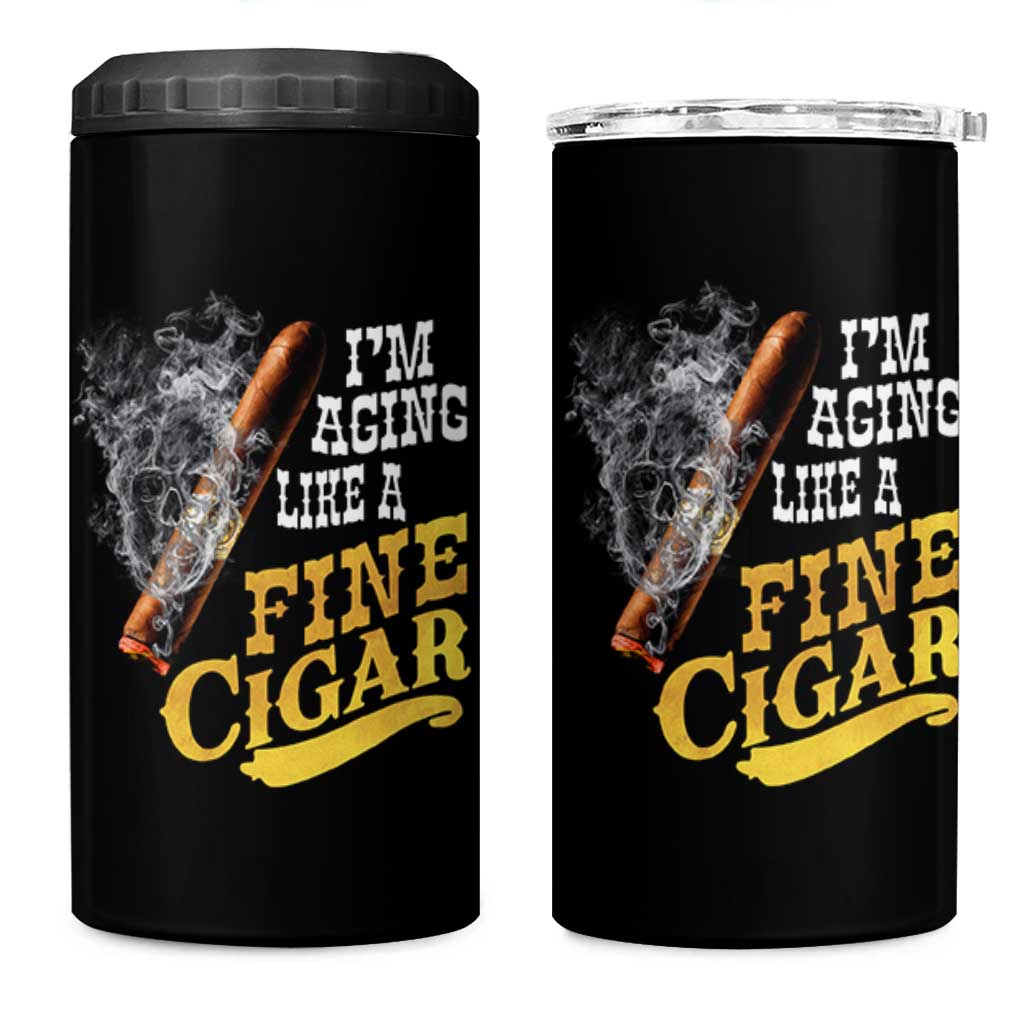 Cigar Lovers 4 in 1 Can Cooler Tumbler I Am Aging Like A Fine Cigar