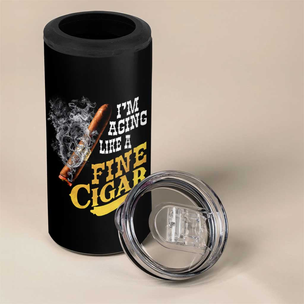 Cigar Lovers 4 in 1 Can Cooler Tumbler I Am Aging Like A Fine Cigar