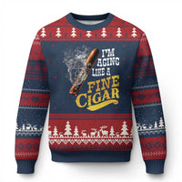 Cigar Lovers Ugly Christmas Sweater I Am Aging Like A Fine Cigar