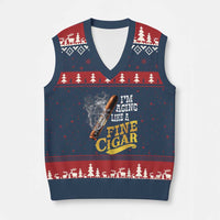 Cigar Lovers V-Neck Knit Sweater Vest I Am Aging Like A Fine Cigar