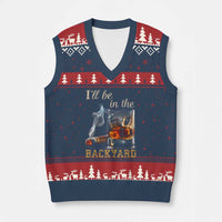 Cigar Bourbon Lovers V-Neck Knit Sweater Vest I Will Be In The Backyard