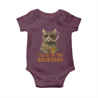 Funny Cat Bourbon Lover Baby Onesie I Will Be In The Backyard Cigar Meme - Wonder Print Shop