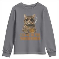 Funny Cat Bourbon Lover Youth Sweatshirt I Will Be In The Backyard Cigar Meme - Wonder Print Shop