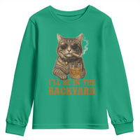 Funny Cat Bourbon Lover Youth Sweatshirt I Will Be In The Backyard Cigar Meme - Wonder Print Shop