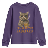 Funny Cat Bourbon Lover Youth Sweatshirt I Will Be In The Backyard Cigar Meme - Wonder Print Shop
